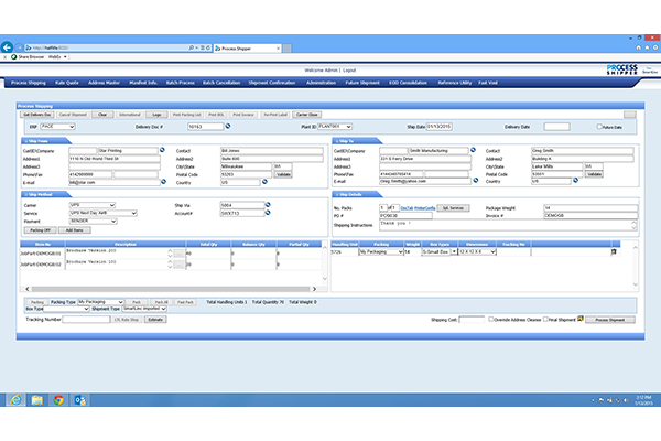 screenshot of Process Shipper